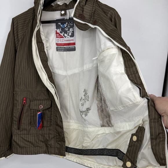 Foursquare Women's XL Brown Ski Snowboard Jacket Striped 8K Convertible Hood - Picture 8 of 10